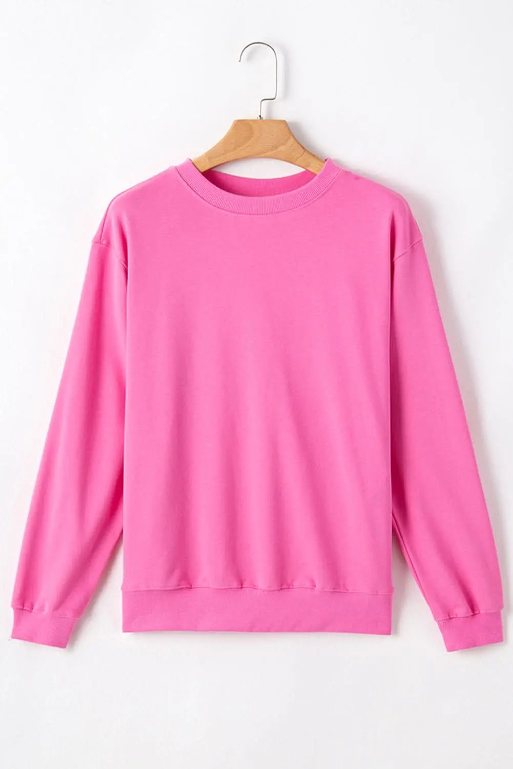Bonbon Plain Drop Shoulder Crewneck Pullover Sweatshirt - Love Salve